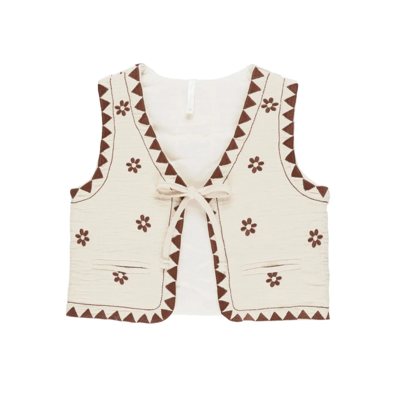 Embroidered Vest - Natural / Saddle