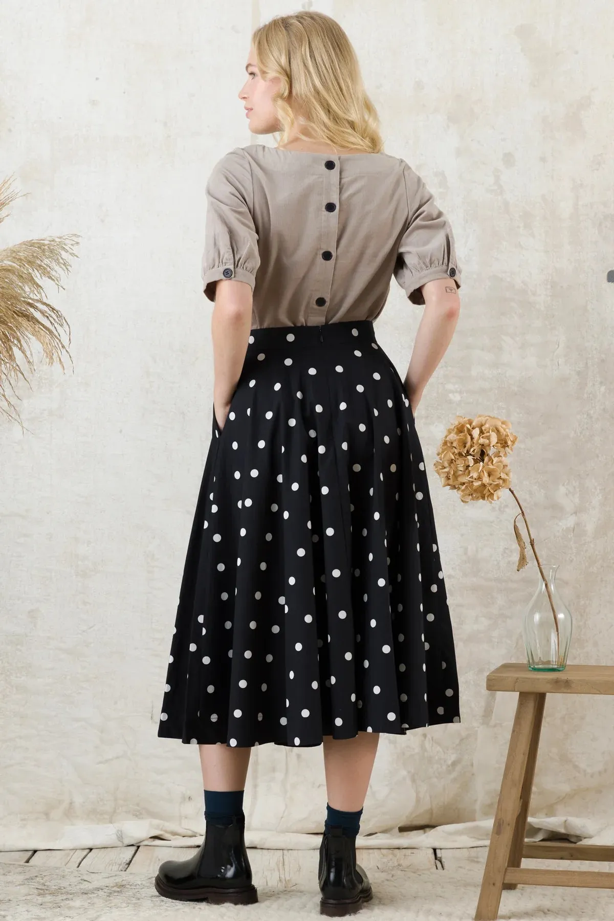 Emily & Fin Sandy Liquorice Spot Skirt - XS