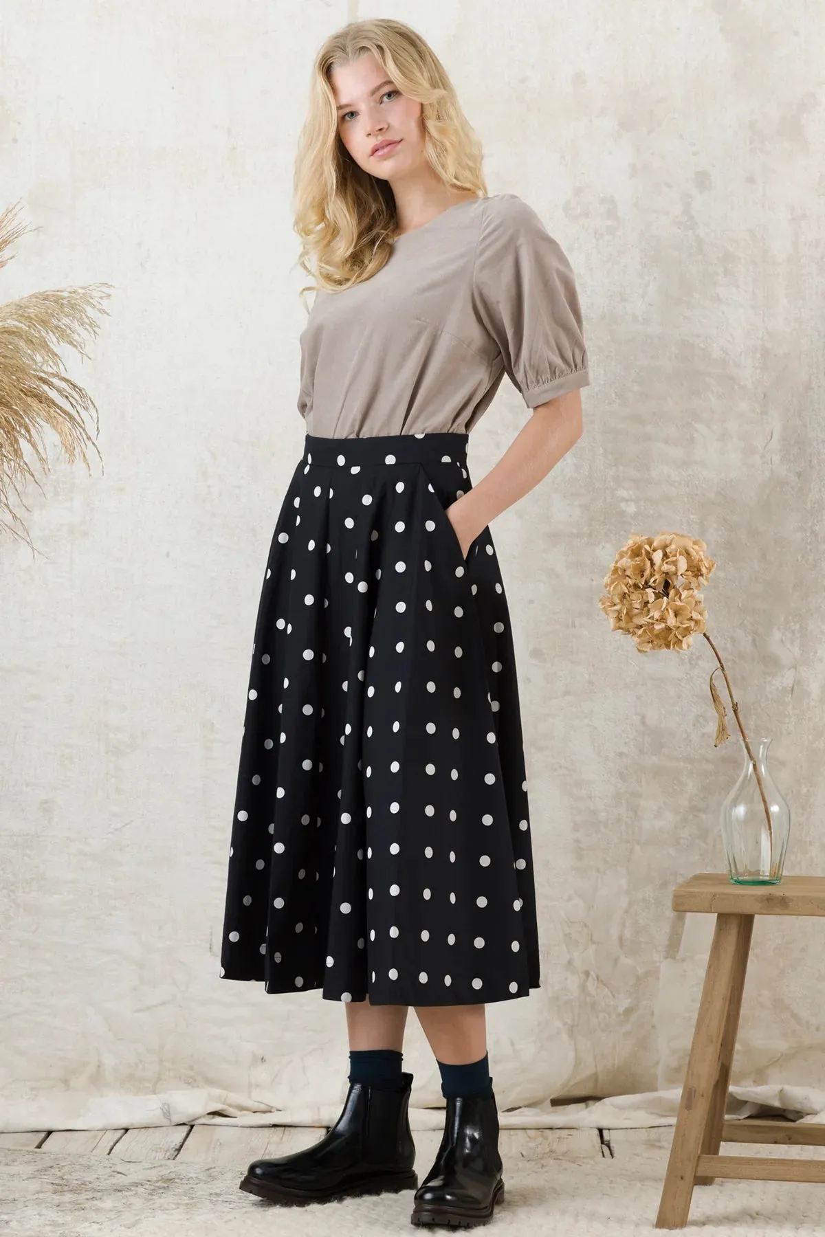 Emily & Fin Sandy Liquorice Spot Skirt - XS