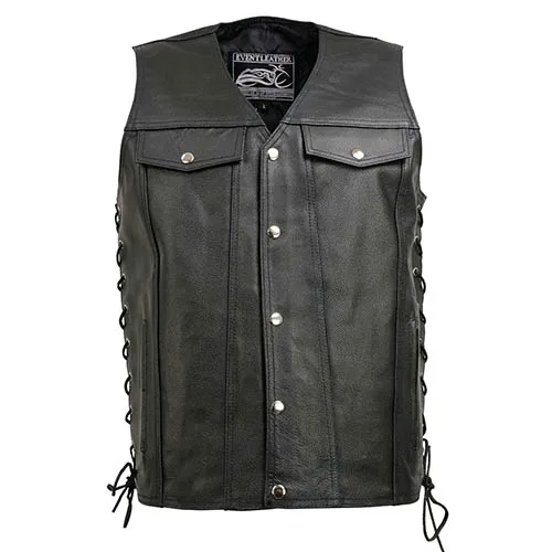 Event Leather EL5360TALL Black Motorcycle Leather Vest Tall Sizes with