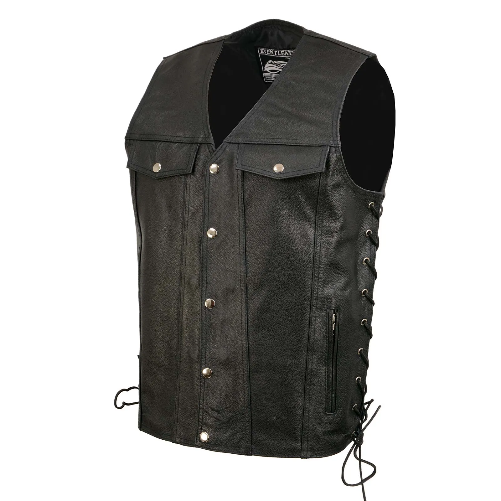 Event Leather EL5360TALL Black Motorcycle Leather Vest Tall Sizes with