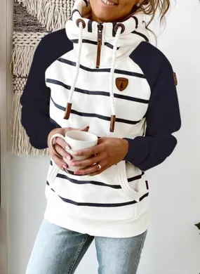 Fashion Striped Color-Blocking Long-Sleeved Sweater