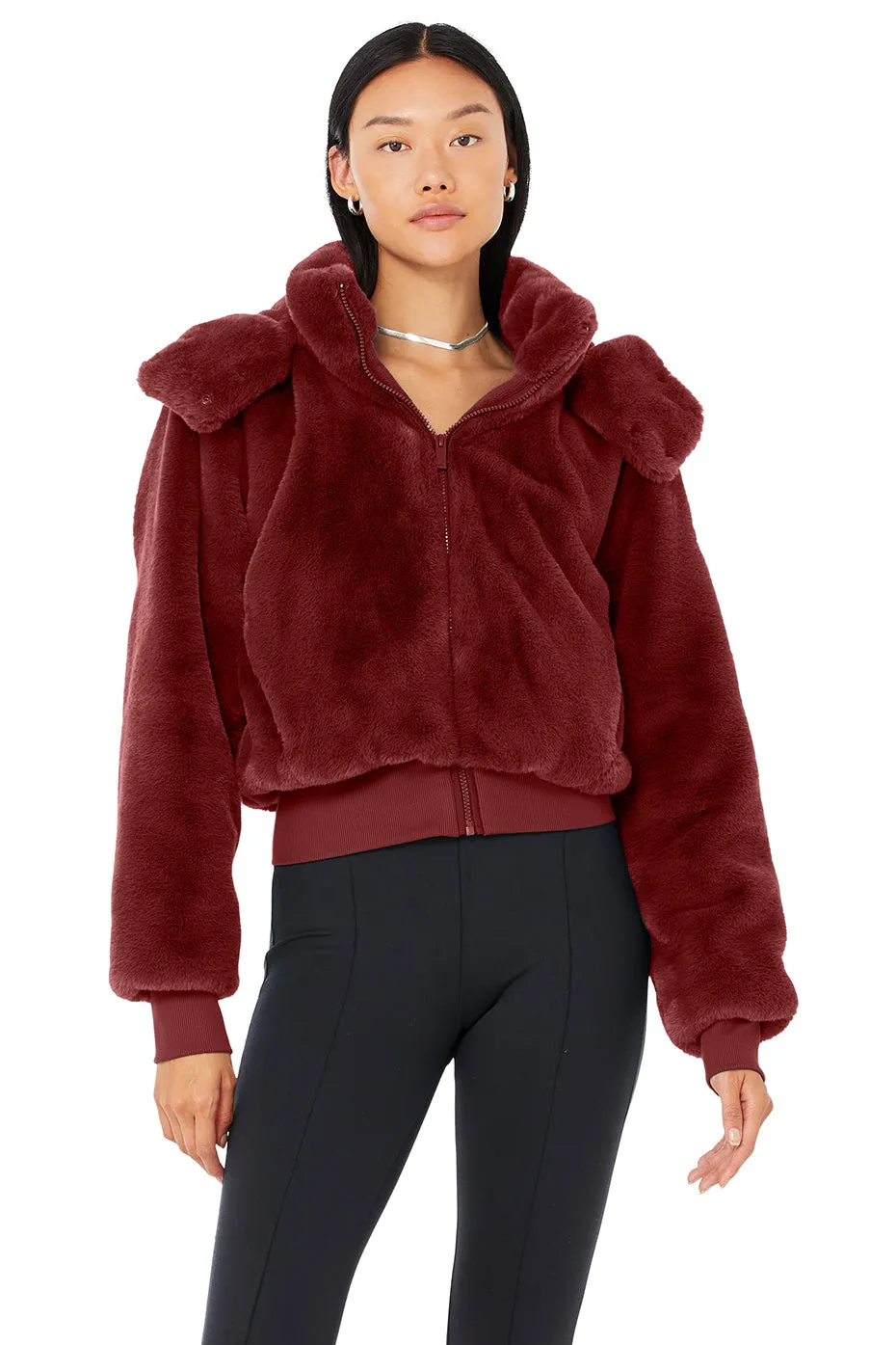 Faux Fur Foxy Jacket - Cranberry