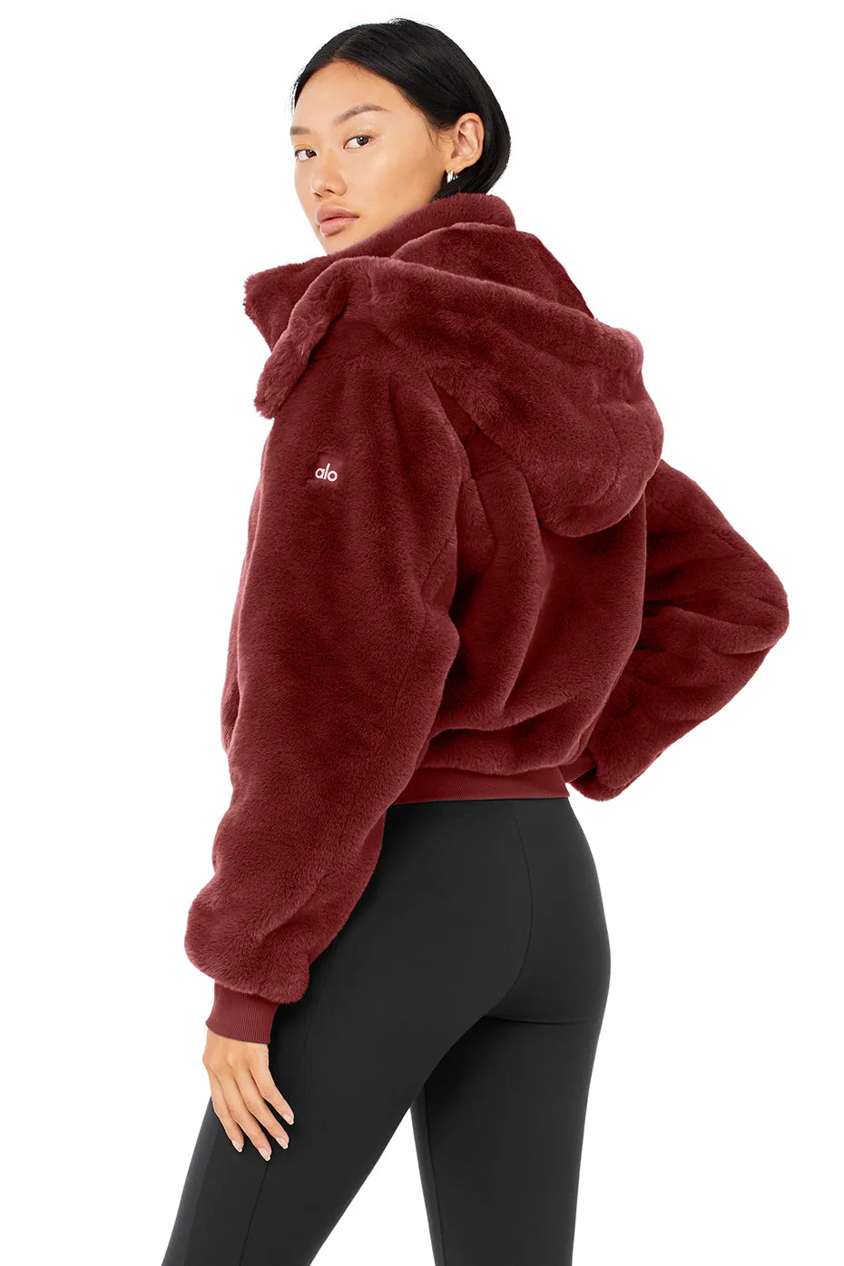 Faux Fur Foxy Jacket - Cranberry