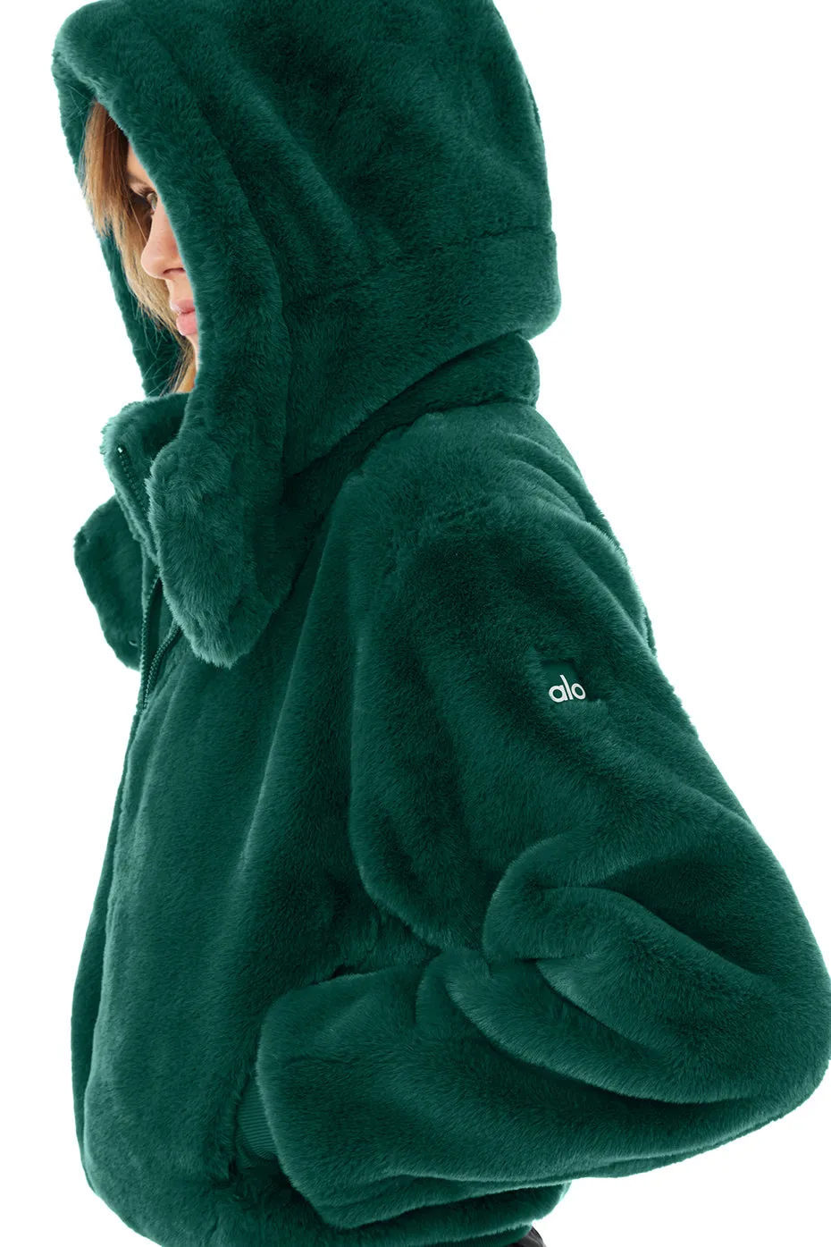 Faux Fur Foxy Jacket - Dark Emerald