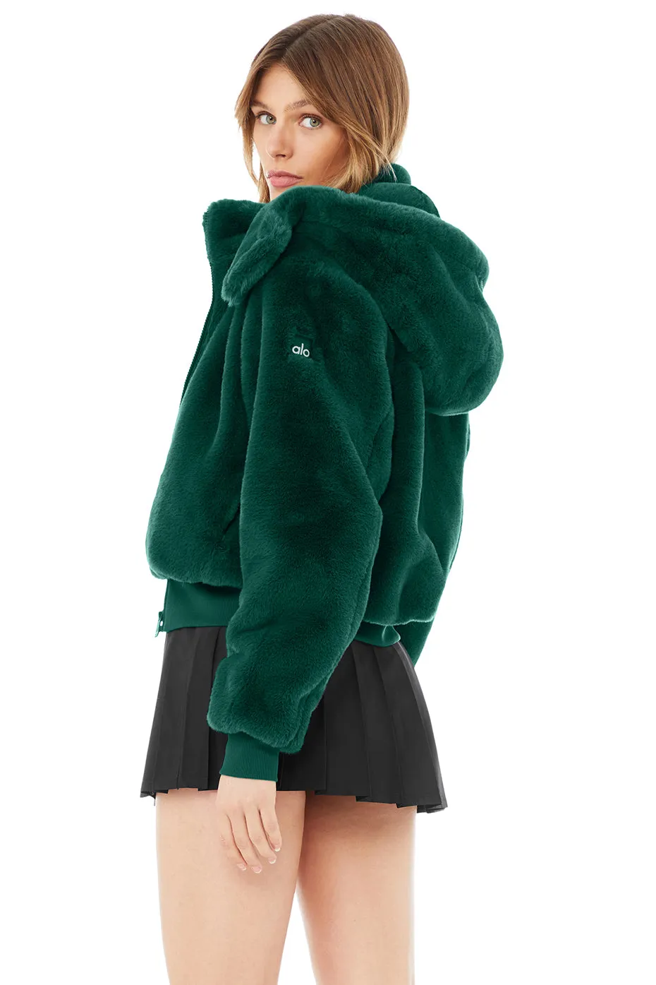 Faux Fur Foxy Jacket - Dark Emerald