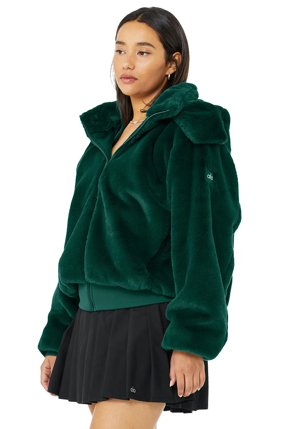 Faux Fur Foxy Jacket - Dark Emerald