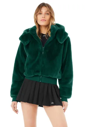 Faux Fur Foxy Jacket - Dark Emerald