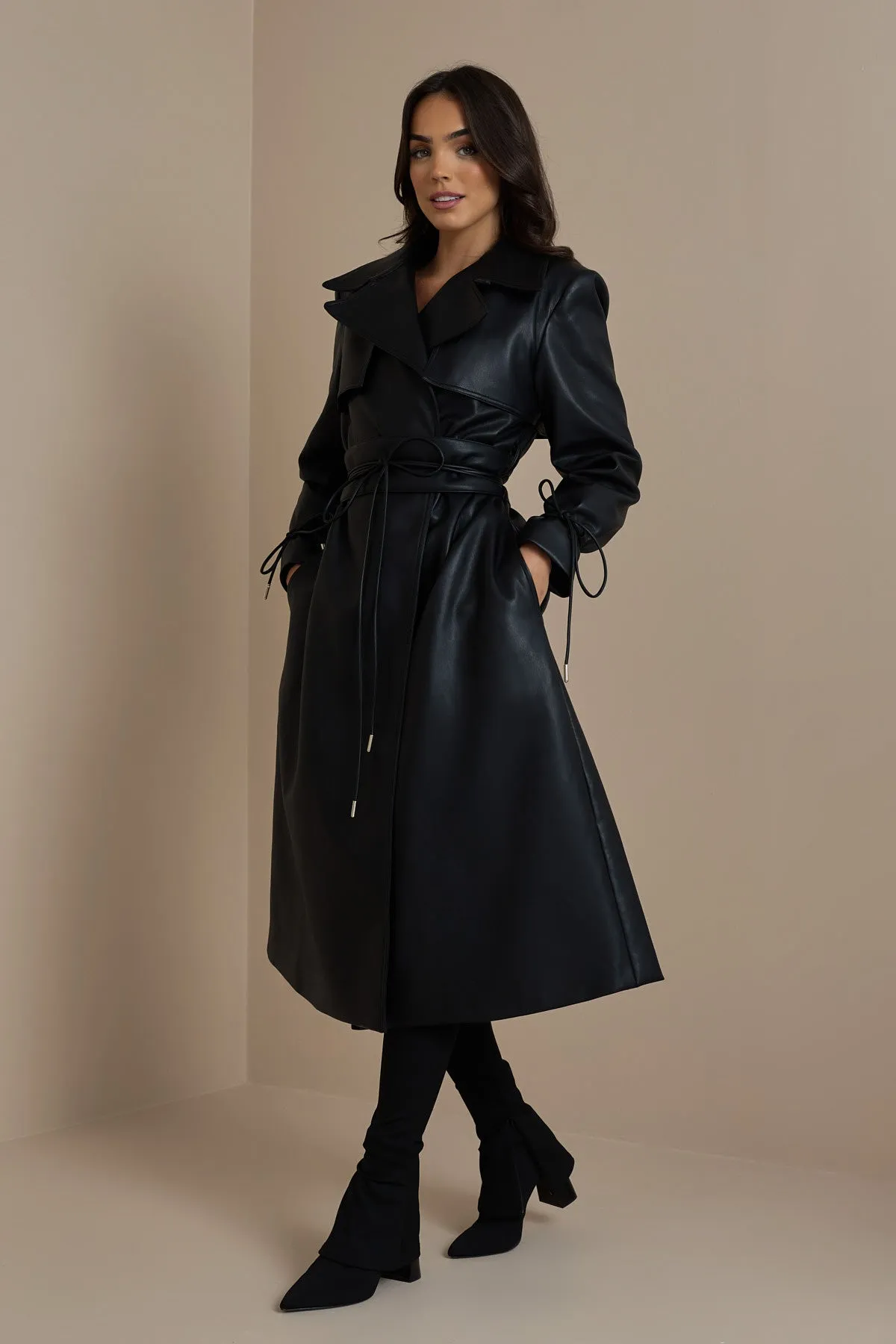 FC SLOANE TRENCH COAT IN BLACK