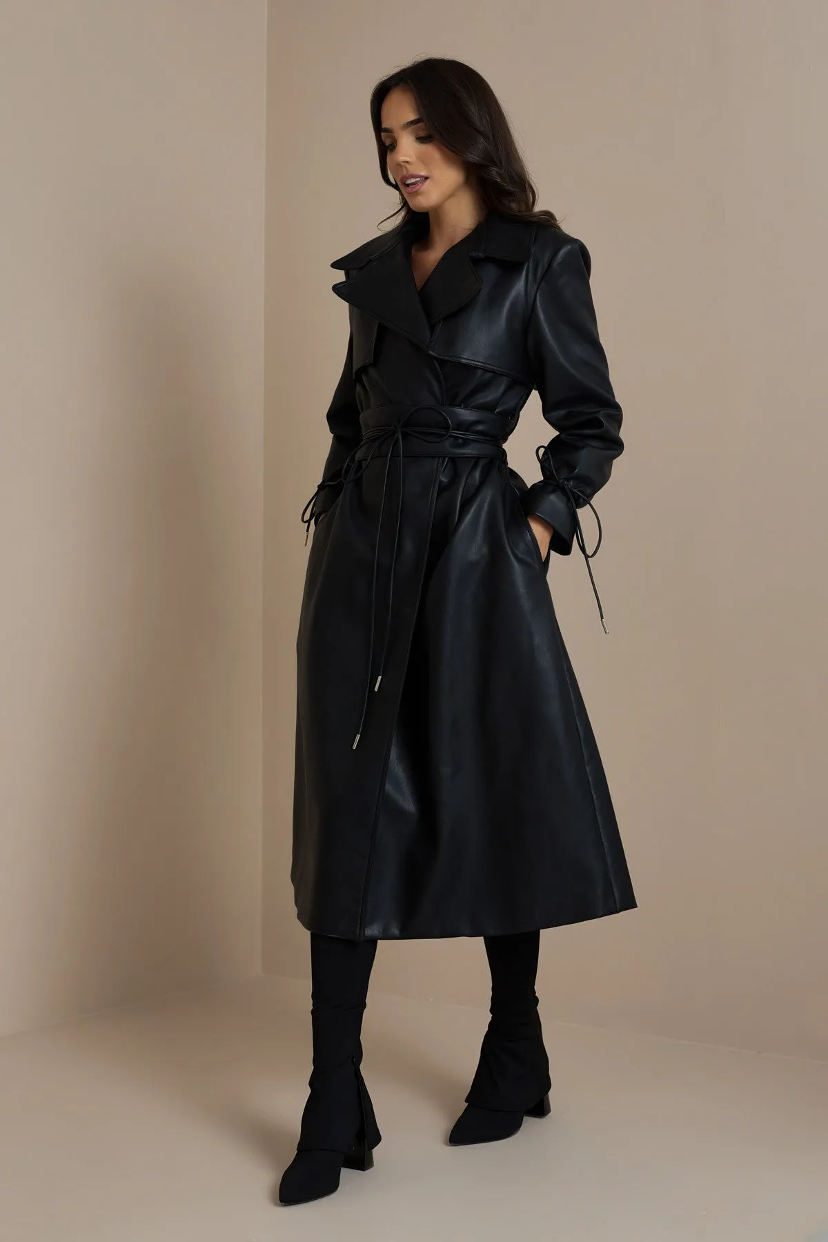 FC SLOANE TRENCH COAT IN BLACK