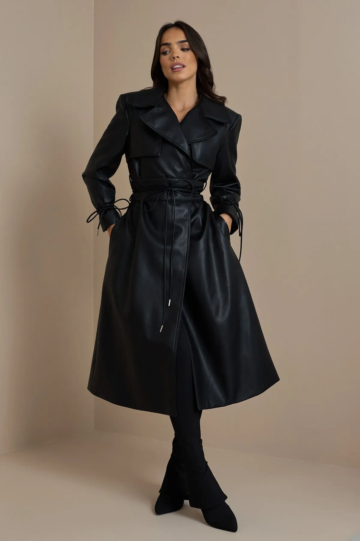 FC SLOANE TRENCH COAT IN BLACK