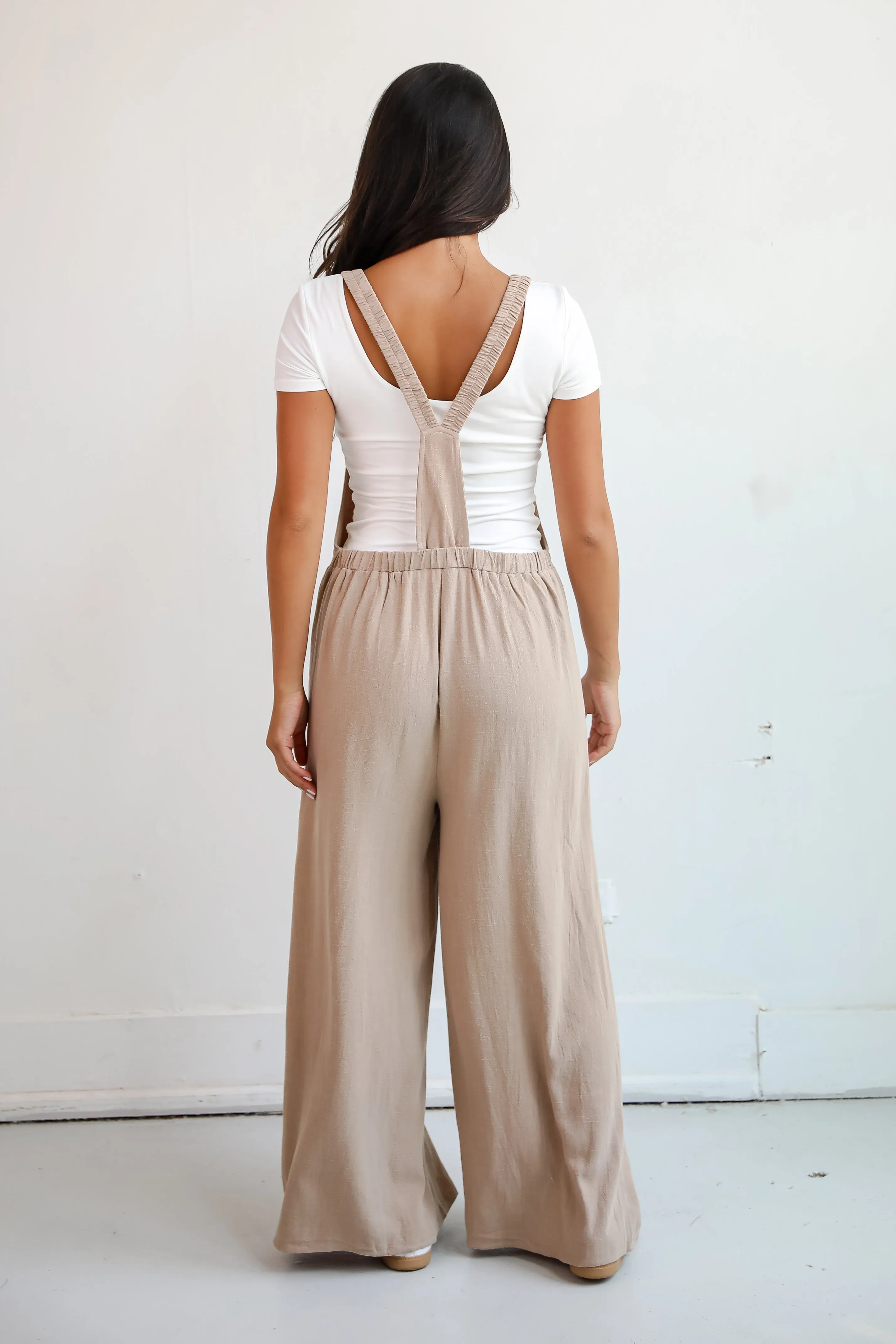 FINAL SALE - Charm And Poise Taupe Linen Jumpsuit