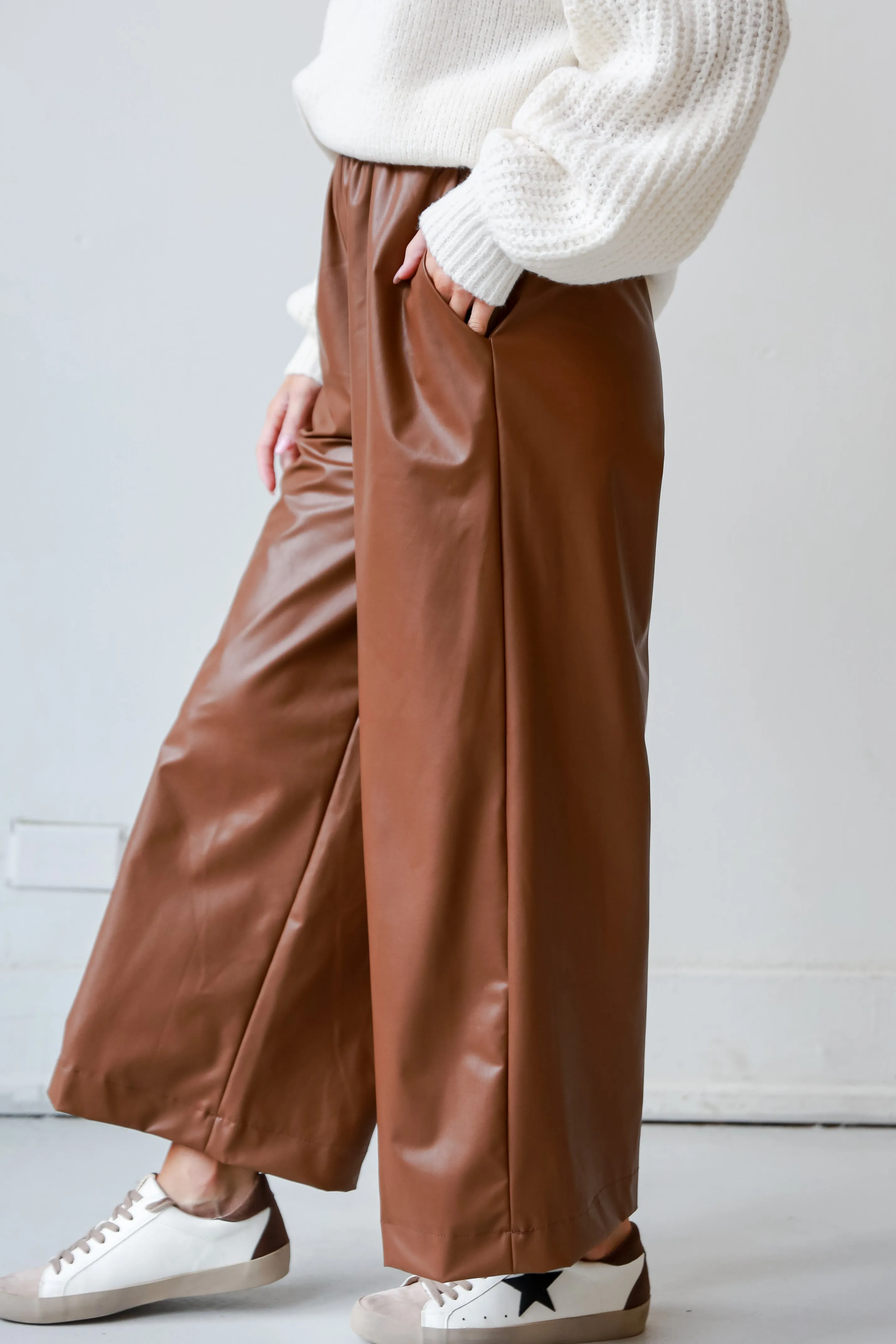 FINAL SALE - Maximum Chic Camel Leather Pants