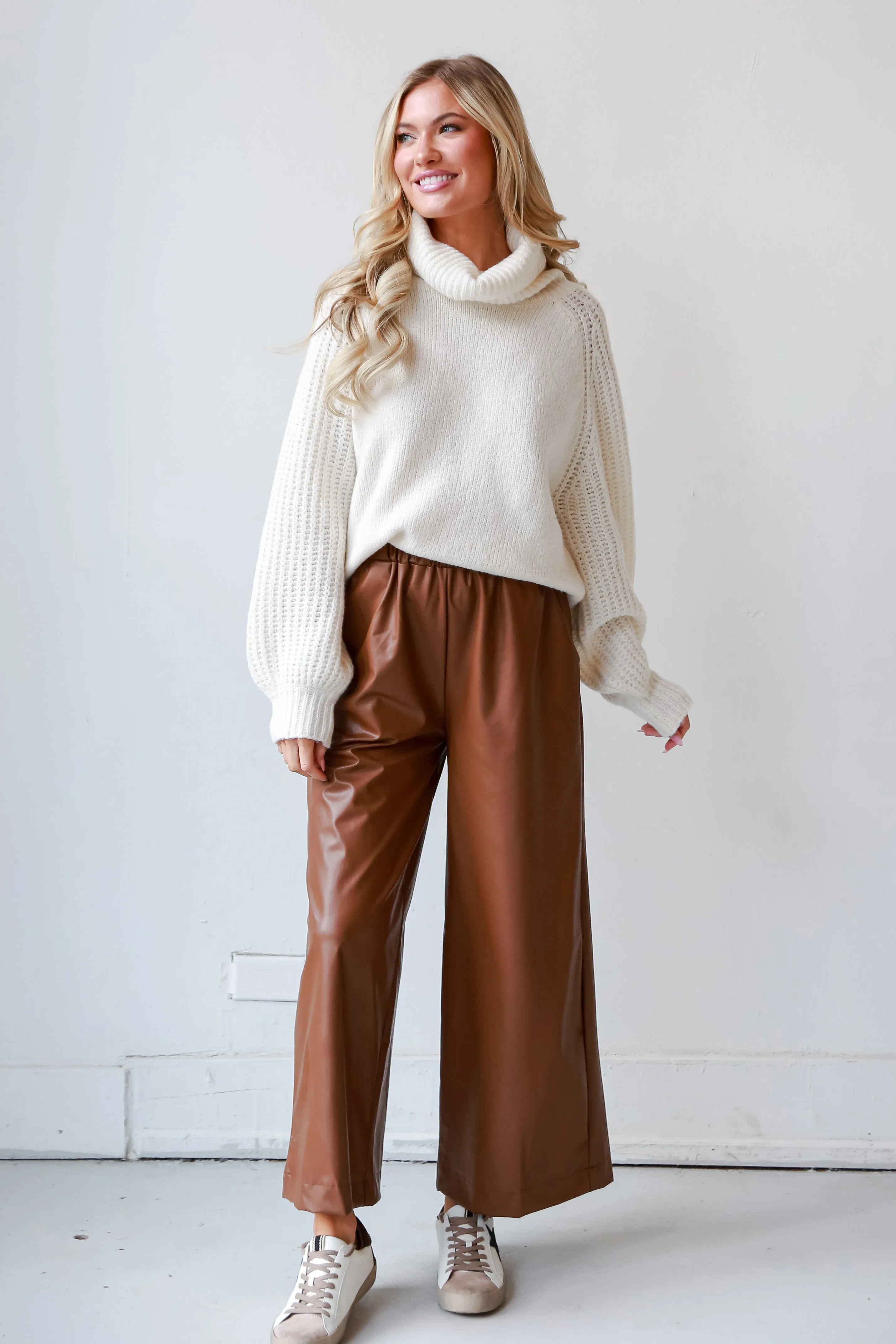 FINAL SALE - Maximum Chic Camel Leather Pants