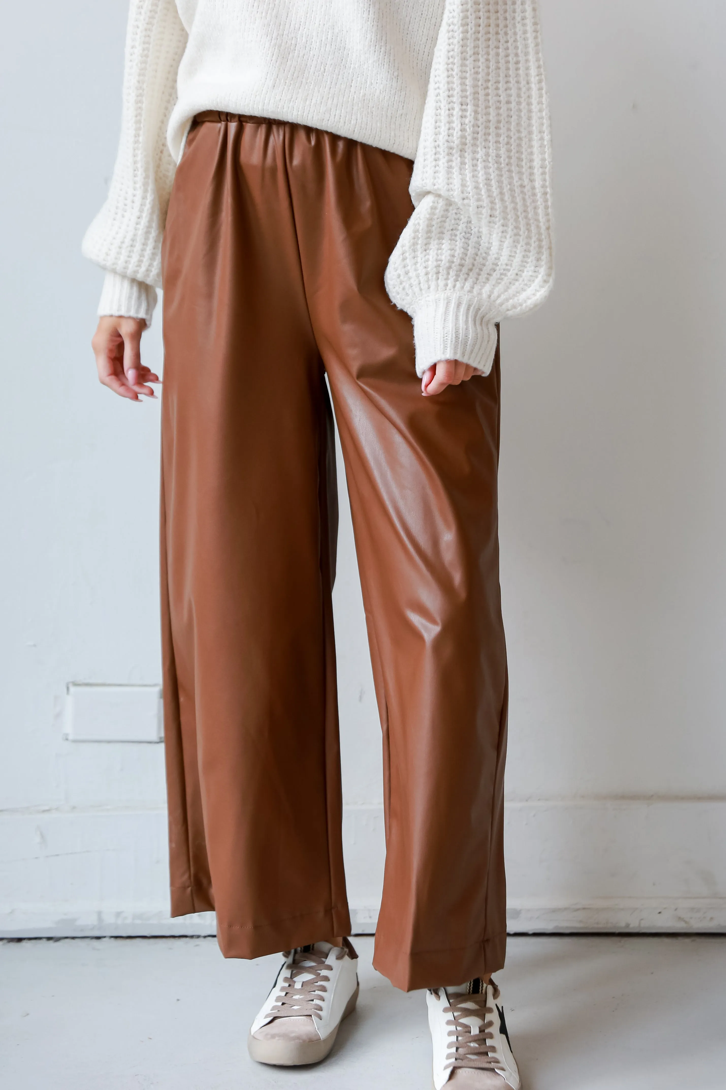 FINAL SALE - Maximum Chic Camel Leather Pants