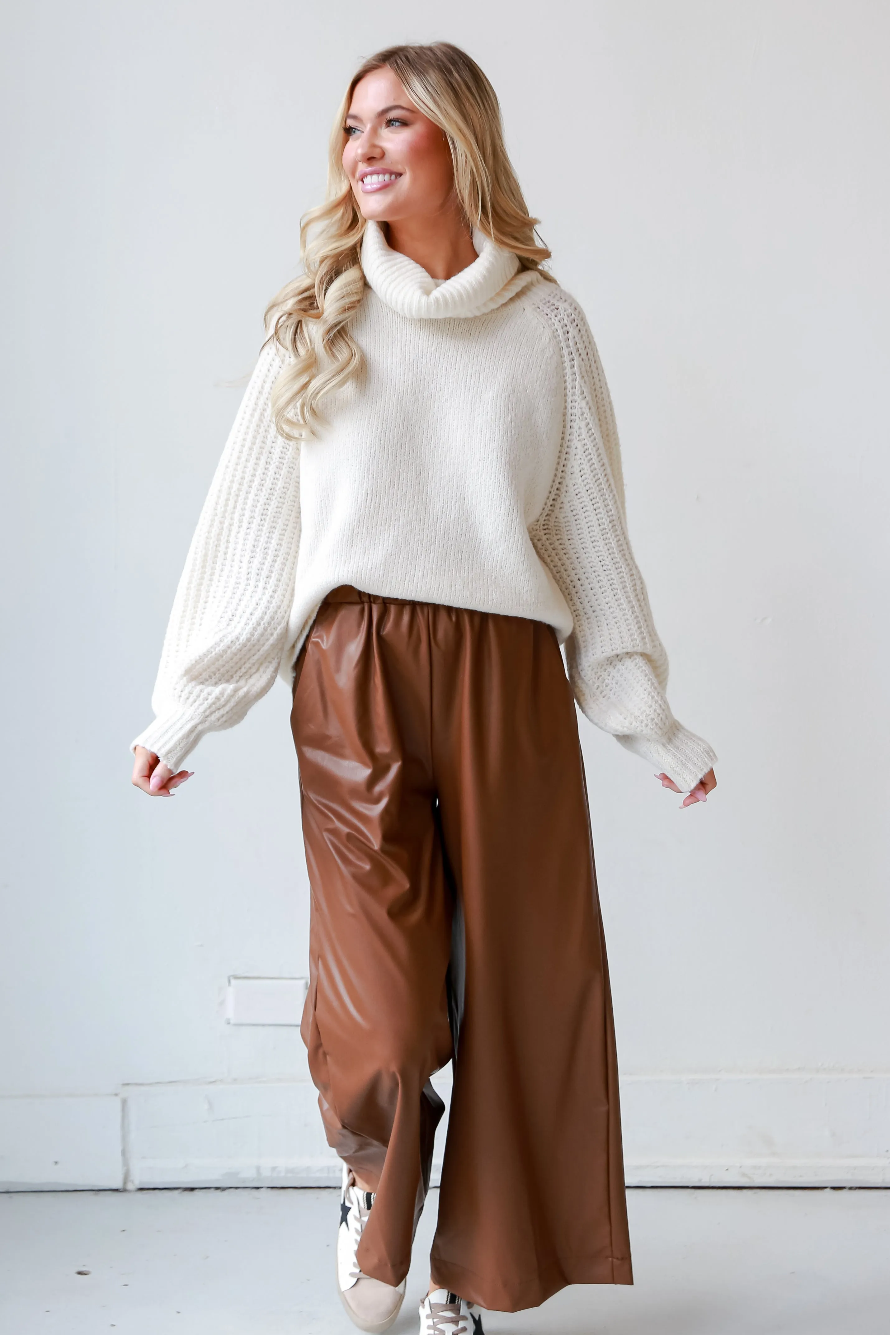 FINAL SALE - Maximum Chic Camel Leather Pants