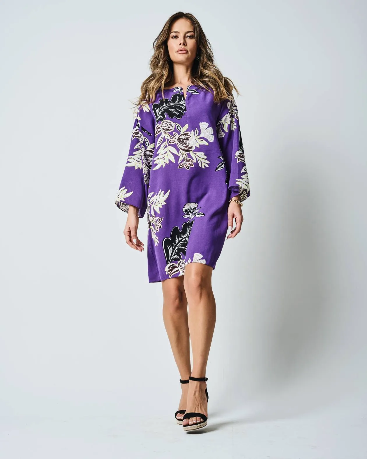 Floral Print Zip Tunic Dress