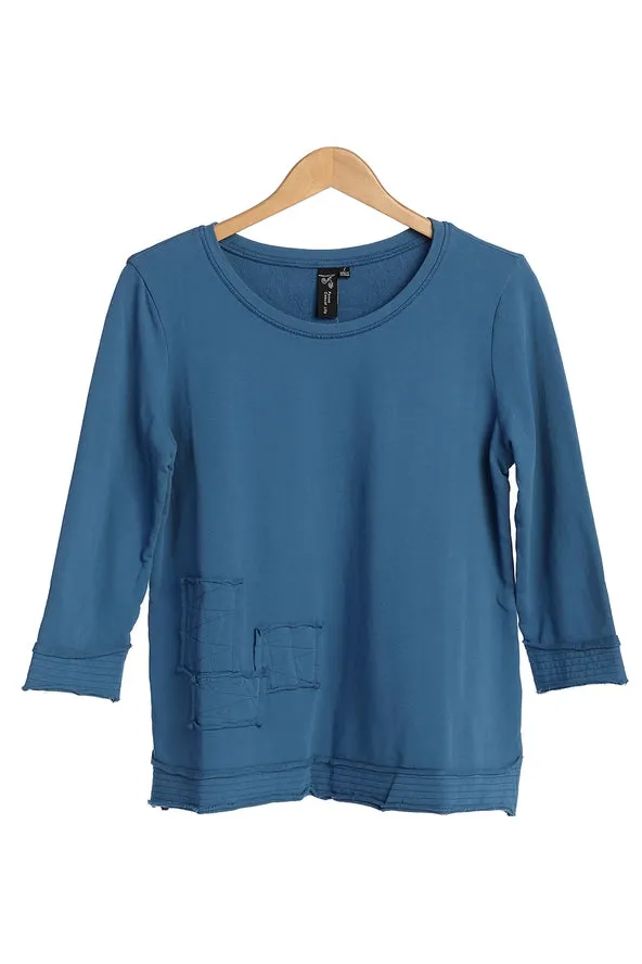 Focus French Terry Pullover Top-Capri Blue