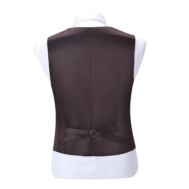 Formal Men's Suit Vest Slim Fit Herringbone V Neck Waistcoat