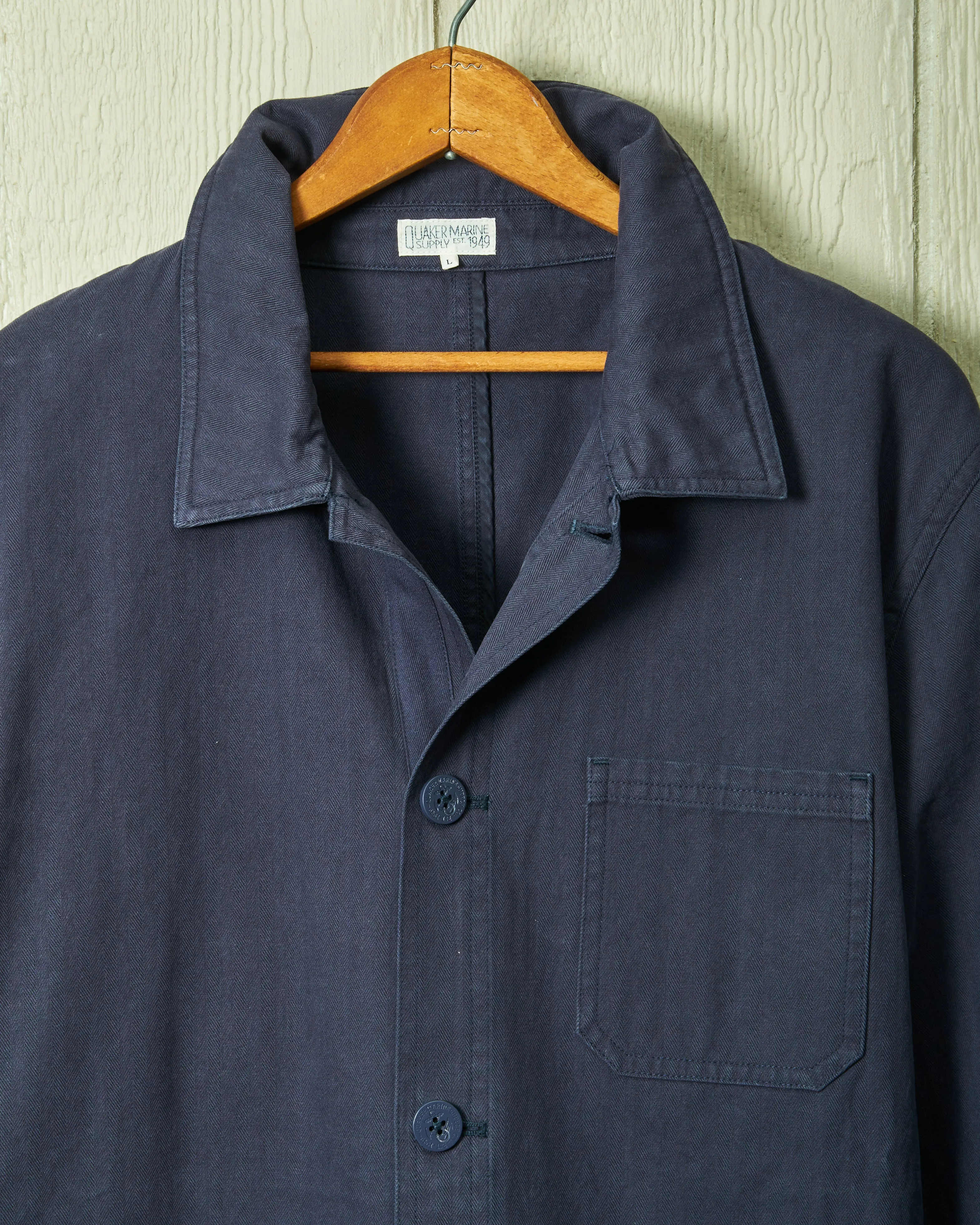 French Workman’s Jacket in Navy Herringbone