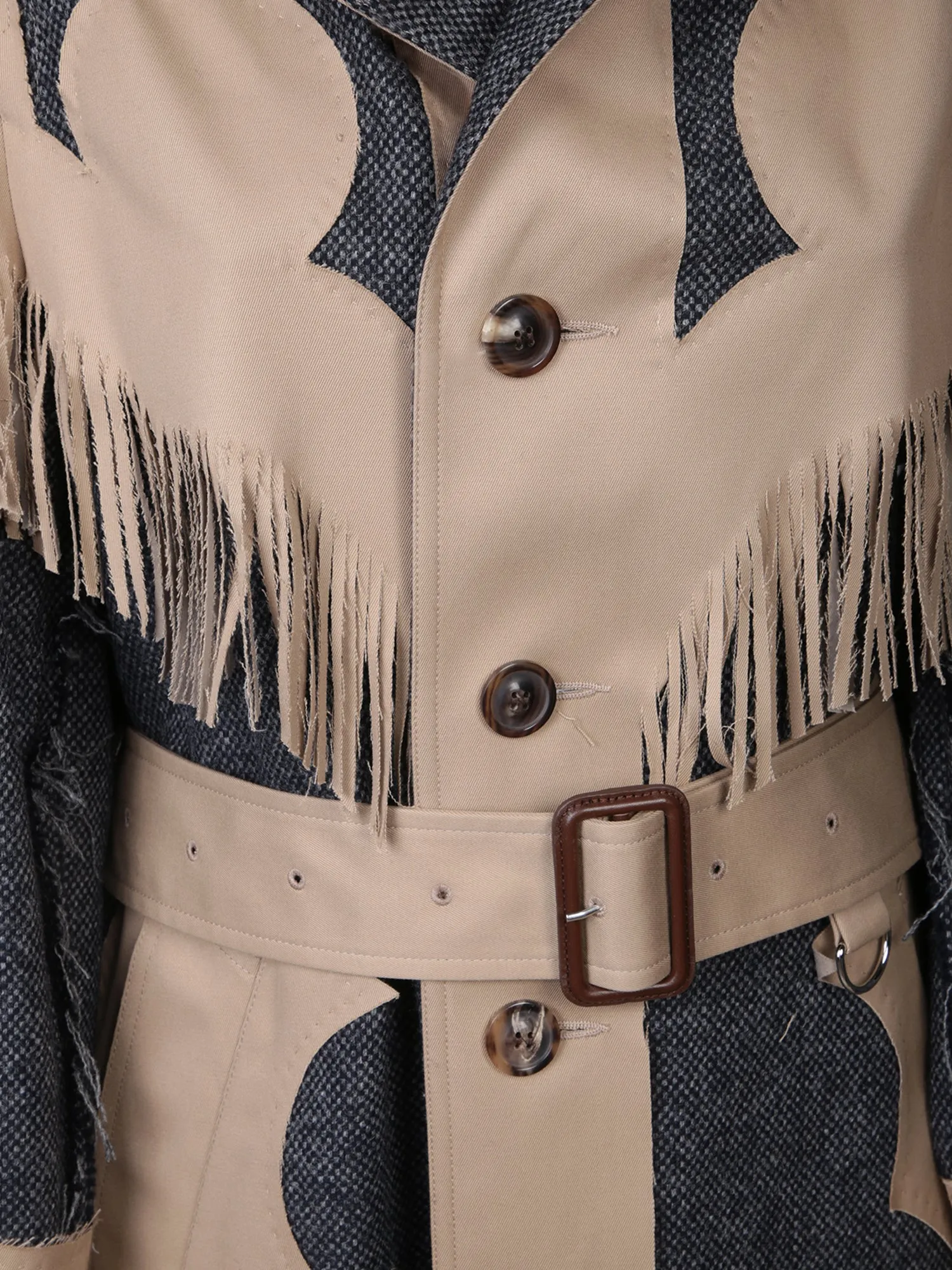 Fringed blue/beige coat