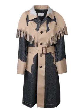 Fringed blue/beige coat