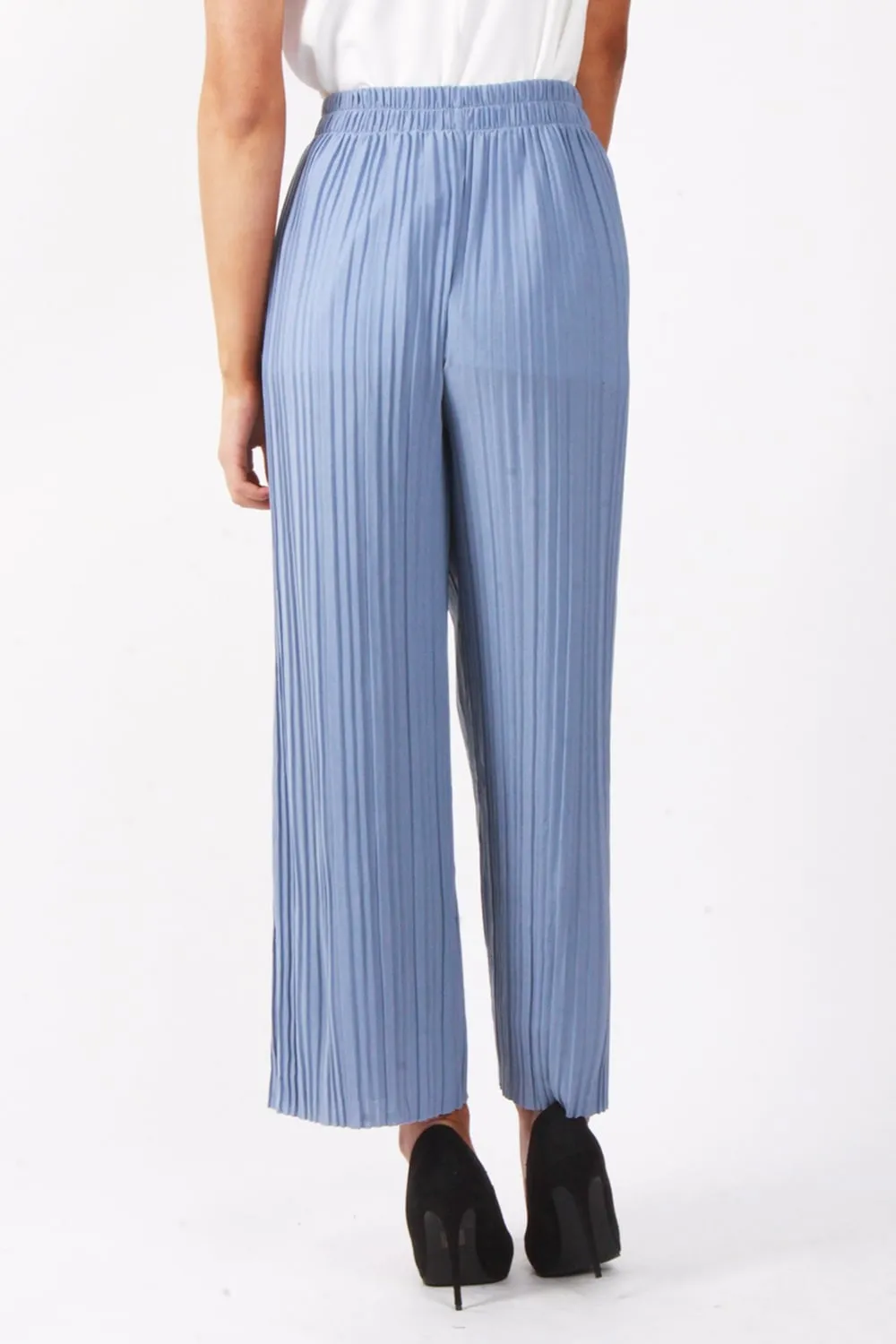 Full Length High Waist Pinstripe Pleated Culotte Trouser