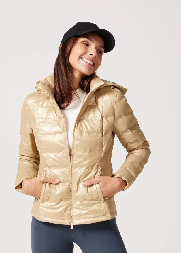 Gold Shimmer Duck Down Puffer Jacket