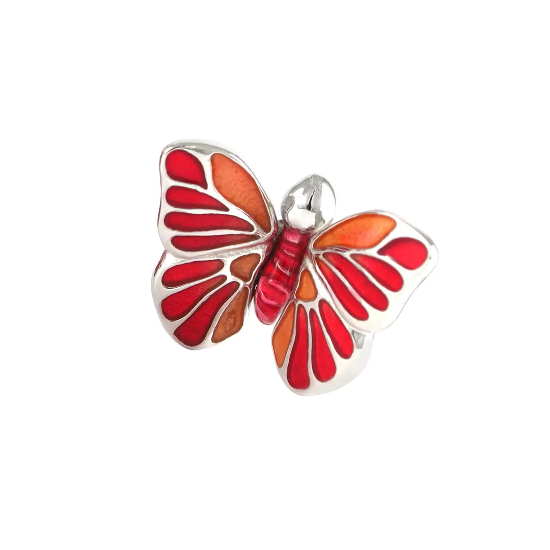 Hand Painted Enamel Butterfly Sterling Silver Lapel Pin I Jan Leslie