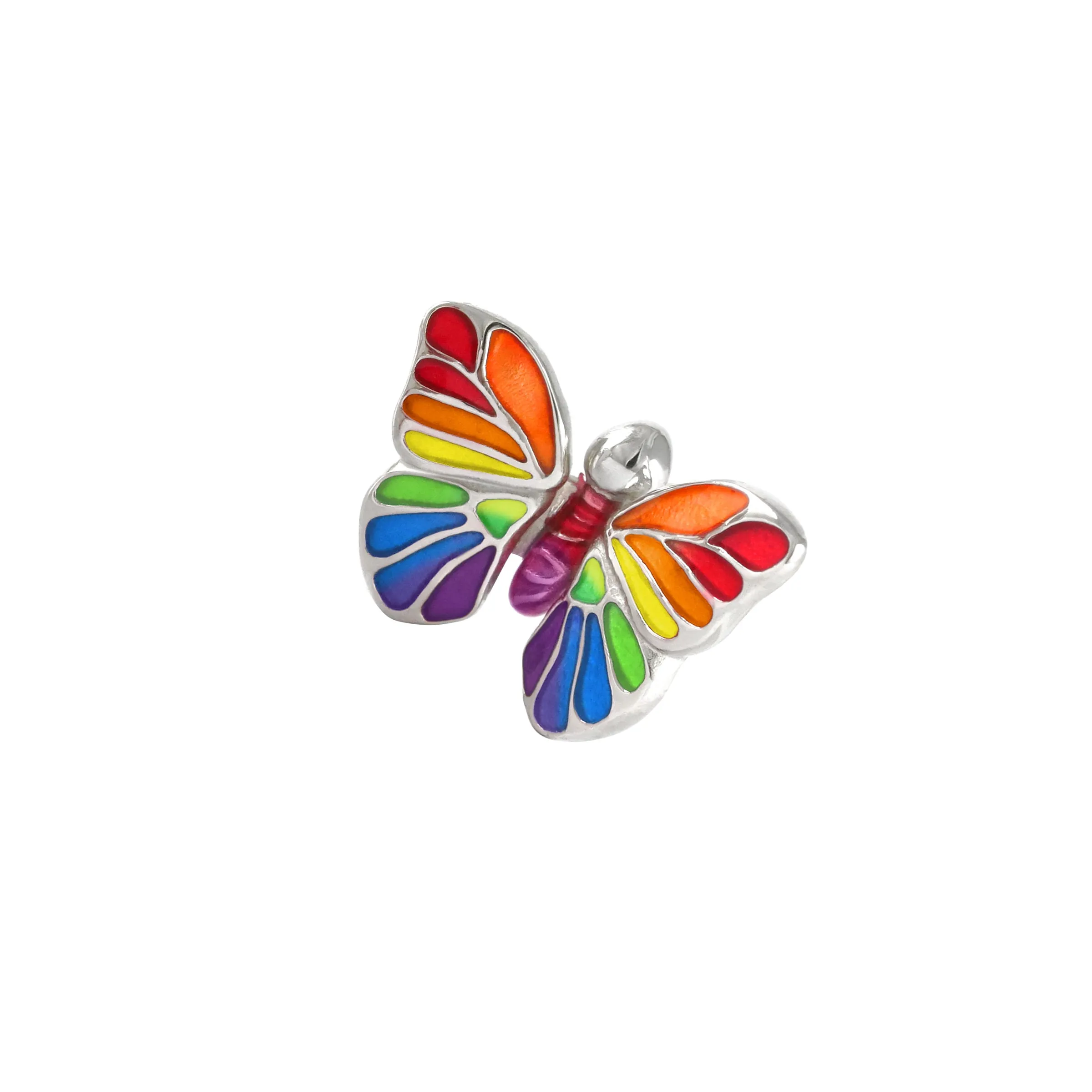 Hand Painted Enamel Butterfly Sterling Silver Lapel Pin I Jan Leslie