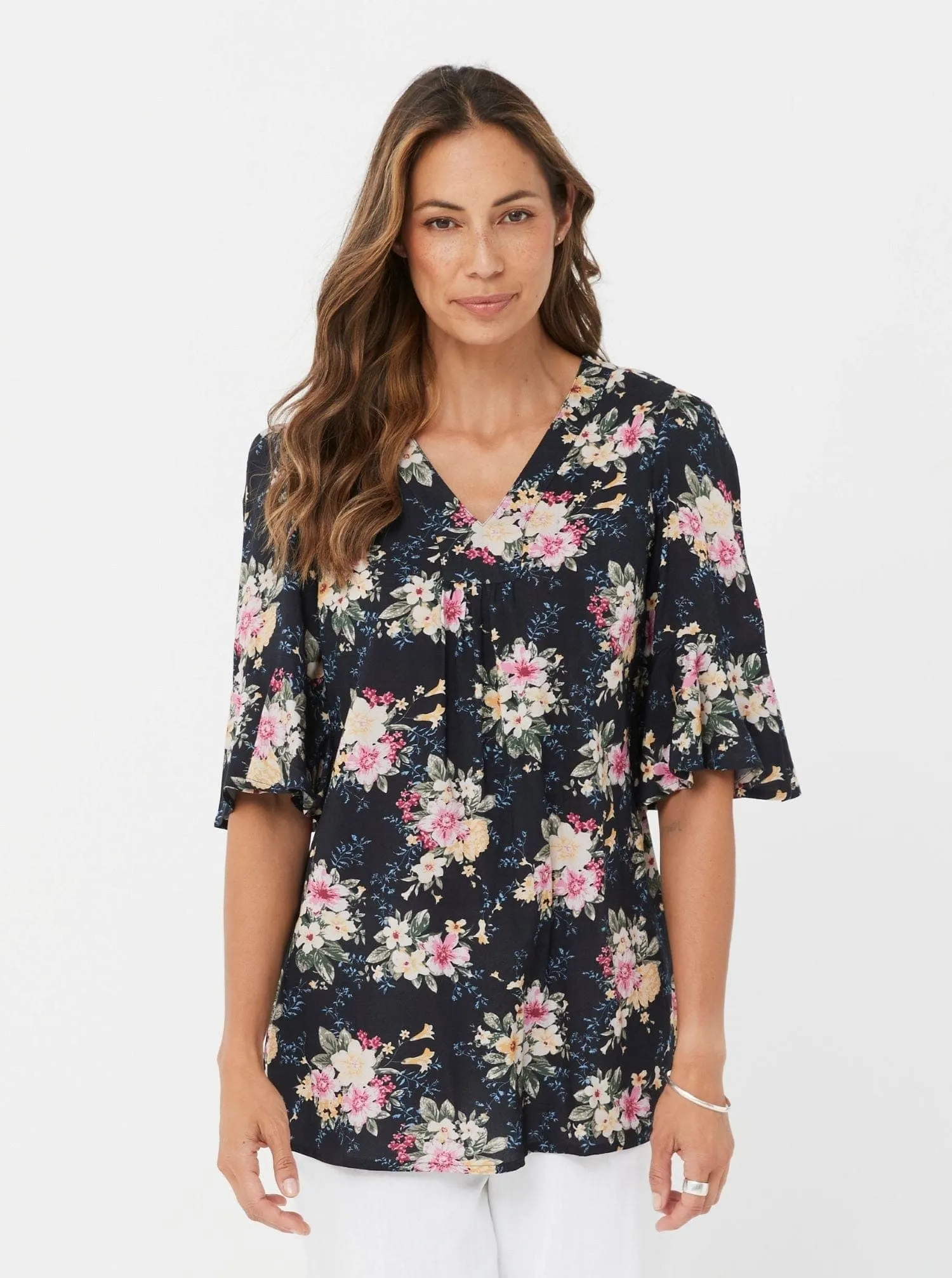 Hanneli Top - Blue Floral/Viscose