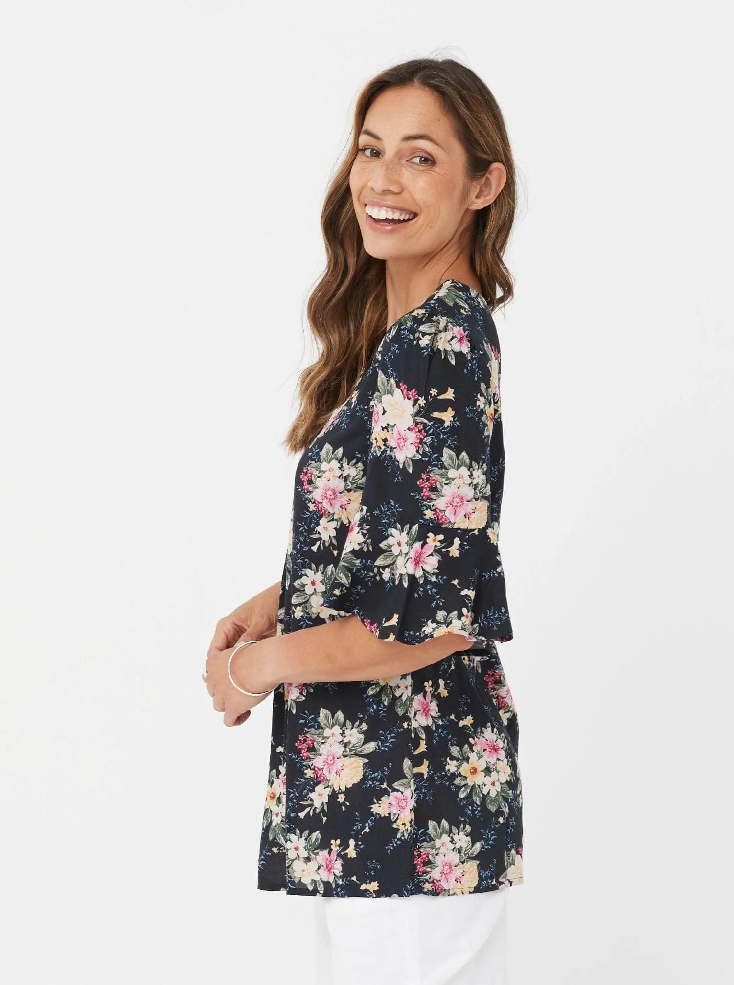 Hanneli Top - Blue Floral/Viscose