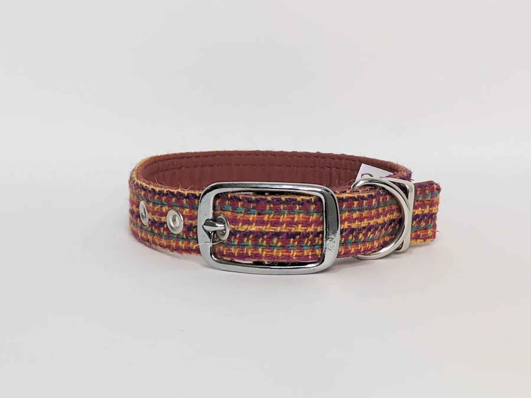 Harris Tweed Bright and Bold Buckle Dog Collar