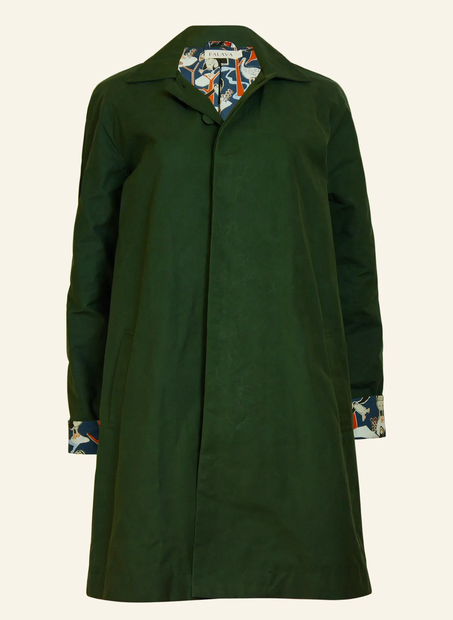 Heritage - Dark Green Trench Coat Puffin Lining