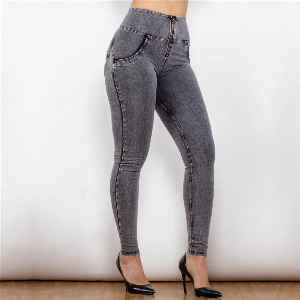 High Waist Dark Thread Grey Jeans