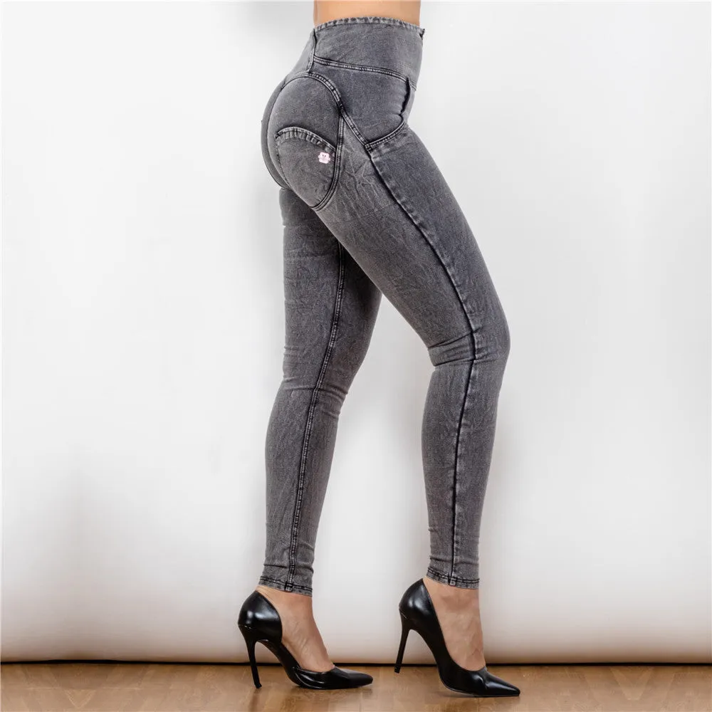 High Waist Dark Thread Grey Jeans