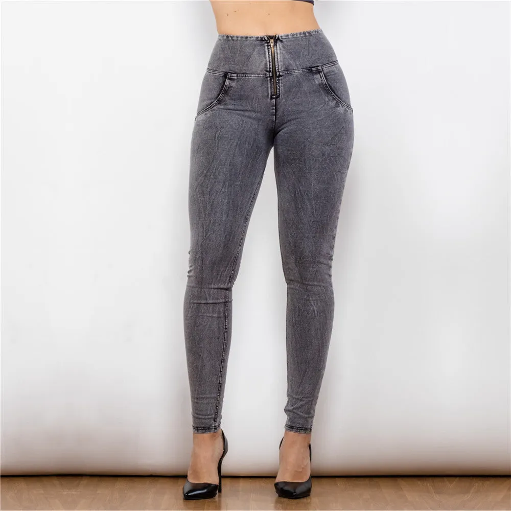 High Waist Dark Thread Grey Jeans