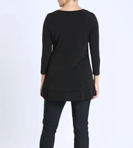 IC Collection Stretch Knit Basic Tunic in Black - 1484-BLK