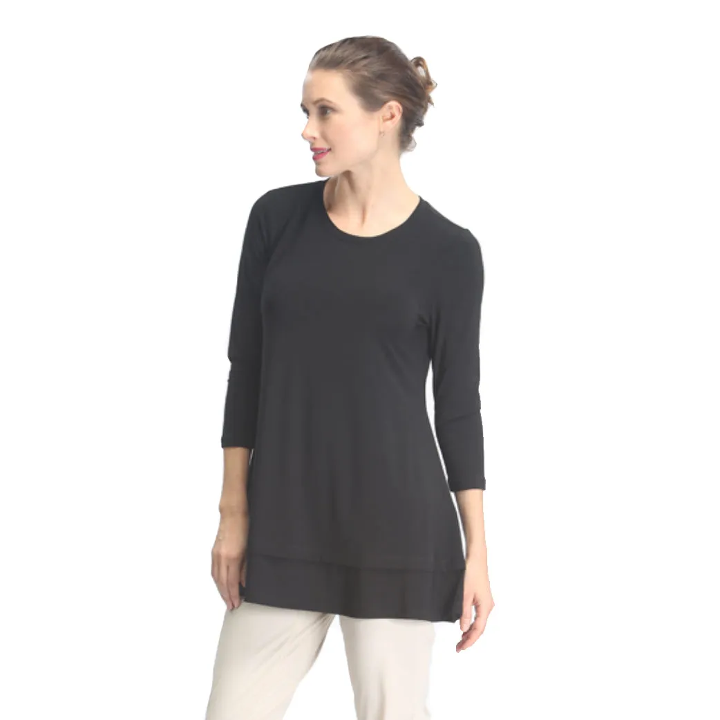 IC Collection Stretch Knit Basic Tunic in Black - 1484-BLK