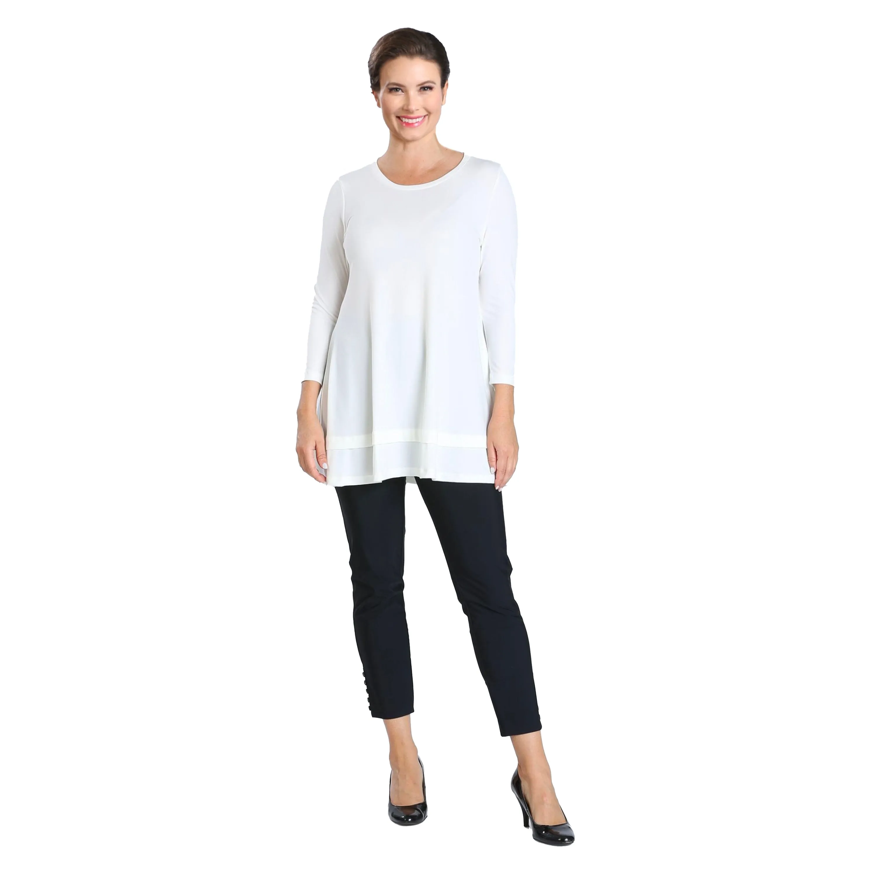 IC Collection Stretch Knit Basic Tunic in Ivory - 1484-IVR