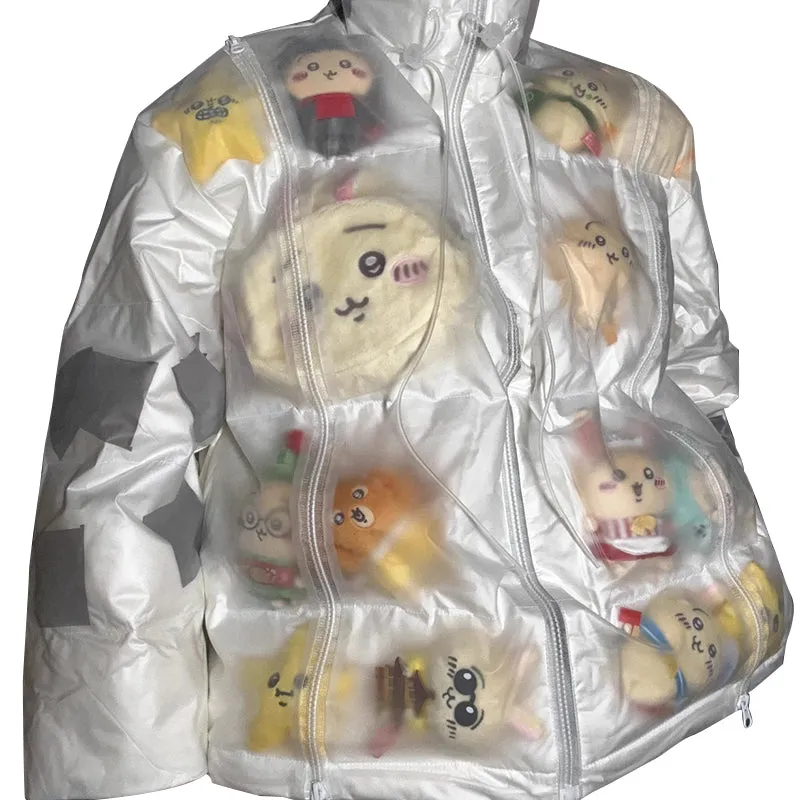 【In Stock】DokiDoki-R Transparent Thick Jacket Cosplay Storage Ita Coat Costume White Down-Filled Garment  Winter Warm