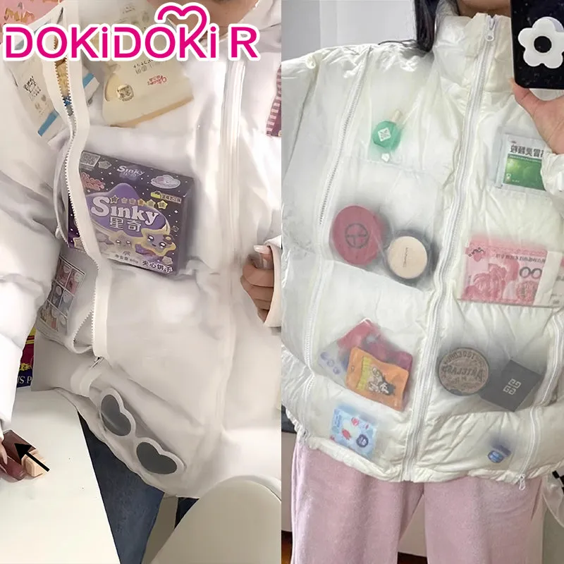 【In Stock】DokiDoki-R Transparent Thick Jacket Cosplay Storage Ita Coat Costume White Down-Filled Garment  Winter Warm