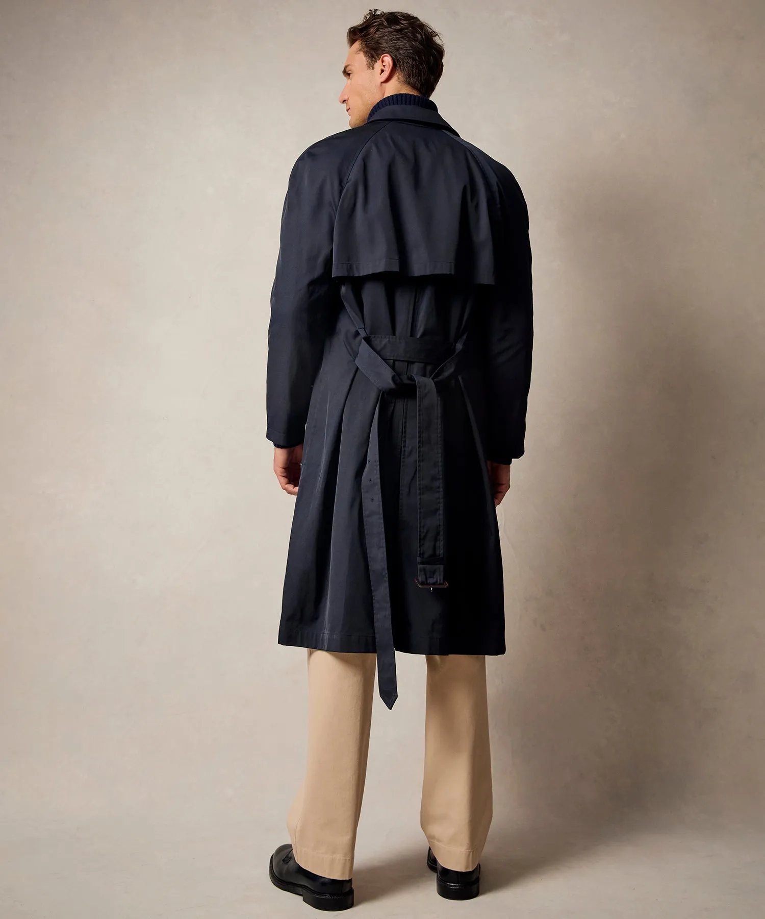 Italian Nylon Trench Coat in Navy