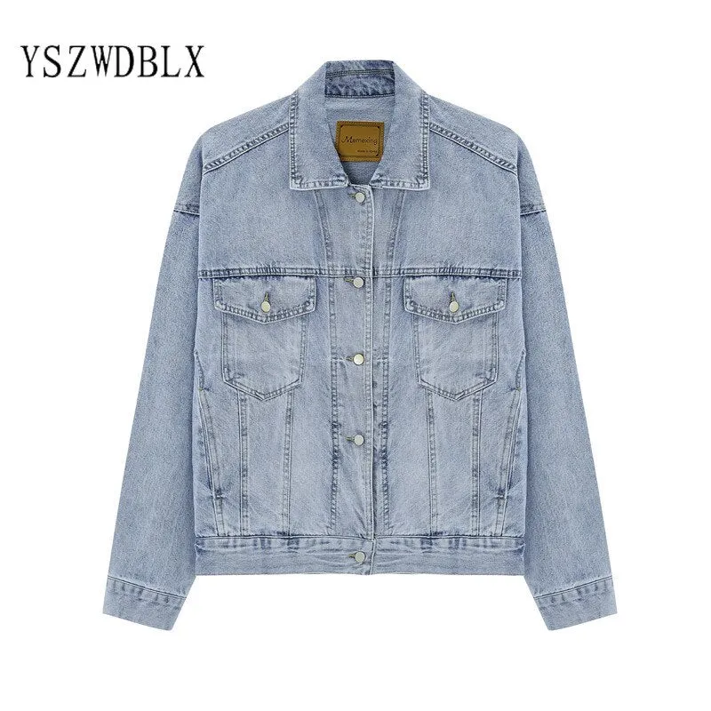 Jeans Jacket Women 2021 Spring Coat Oversize Vintage Boyfriend Loose Denim Jacket Outerwear Fashion Autumn Chic Ladies Jackets