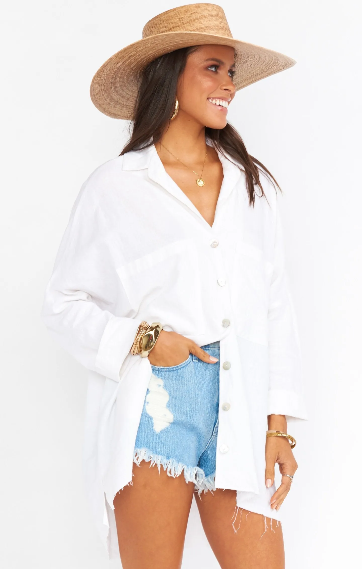 Johns Button Down Shirt ~ White Linen