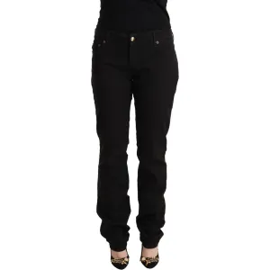 Just Cavalli Sleek Mid-Waist Slim Fit Black Jeans