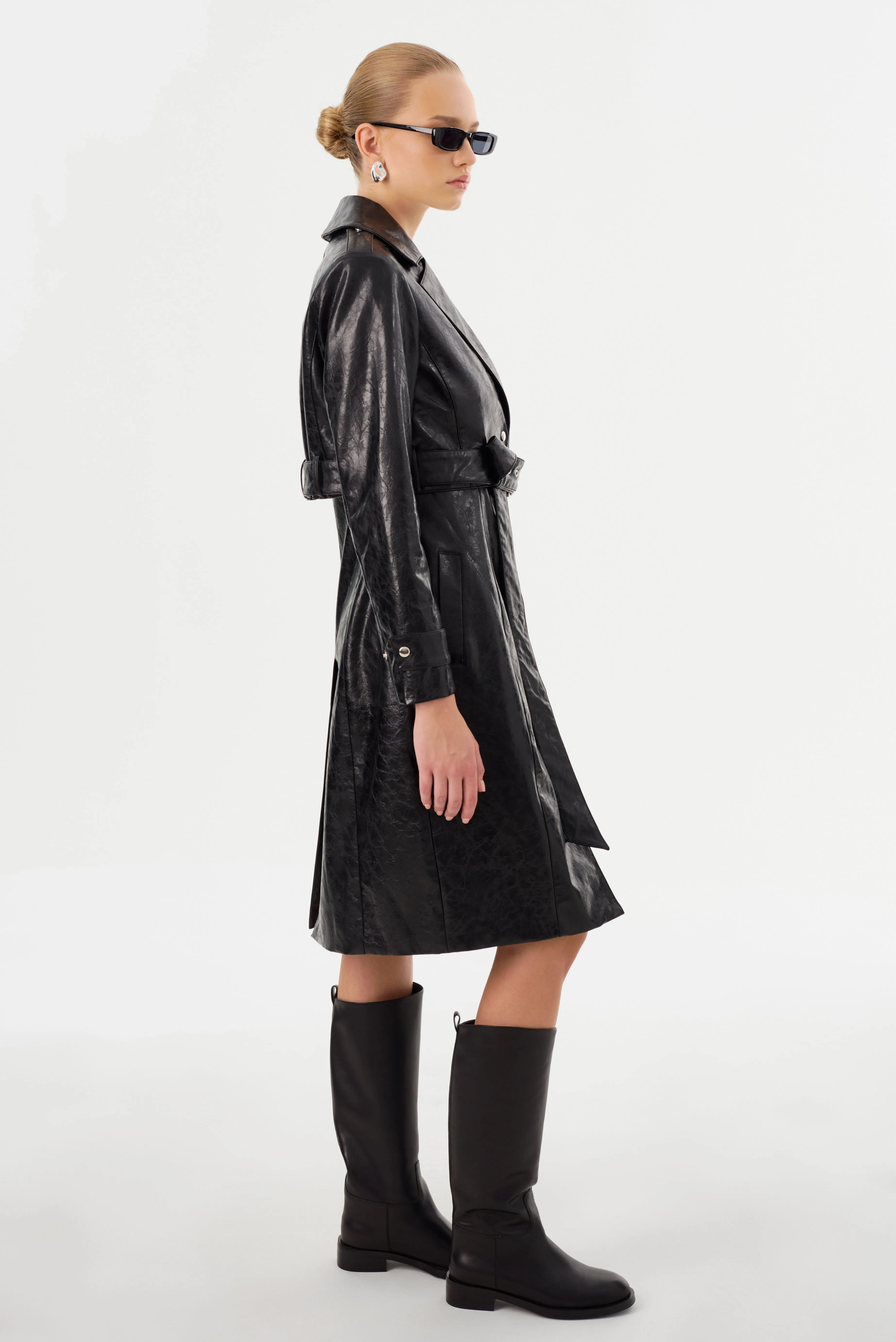 KATIJA | Convertible Faux Leather Trench