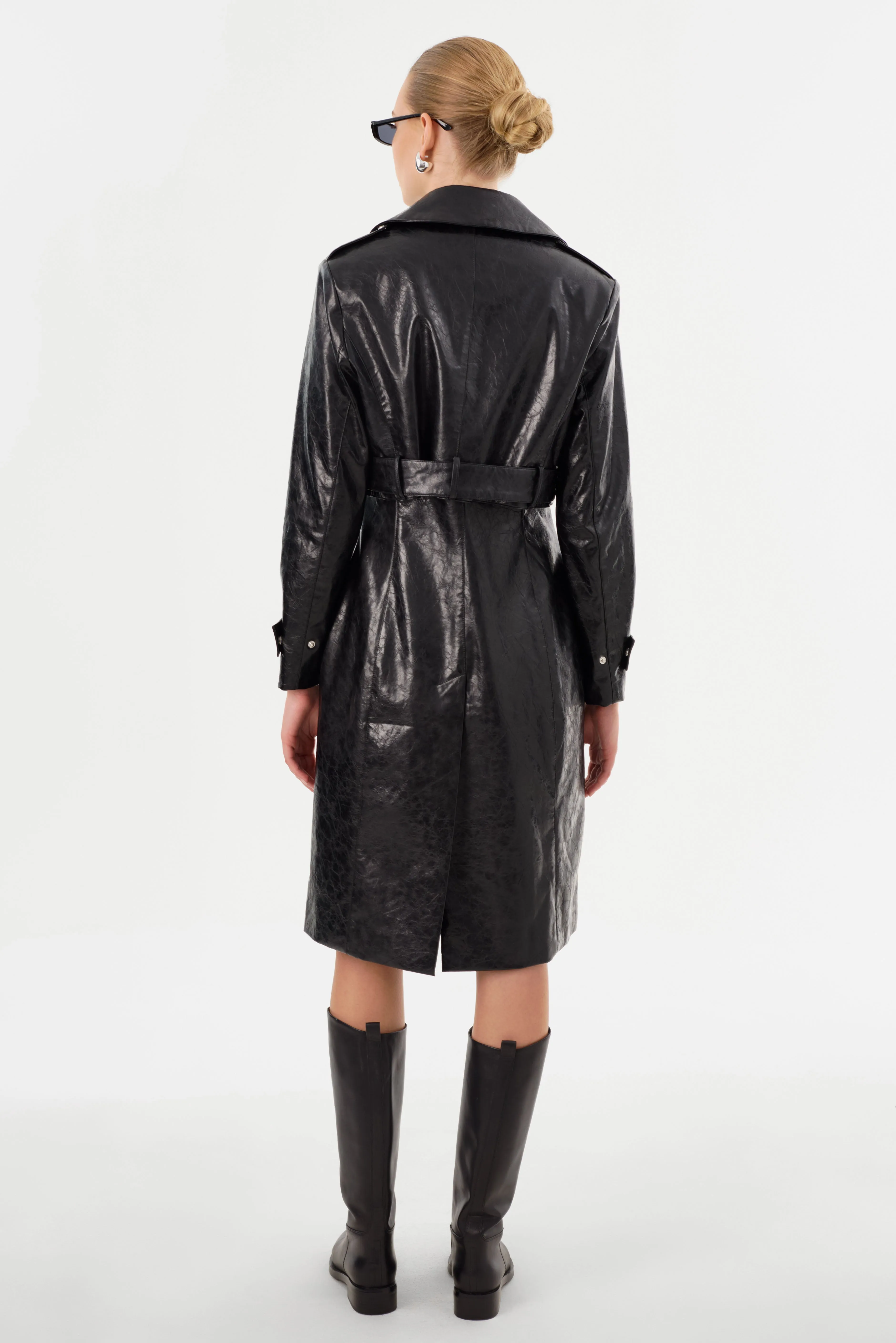 KATIJA | Convertible Faux Leather Trench