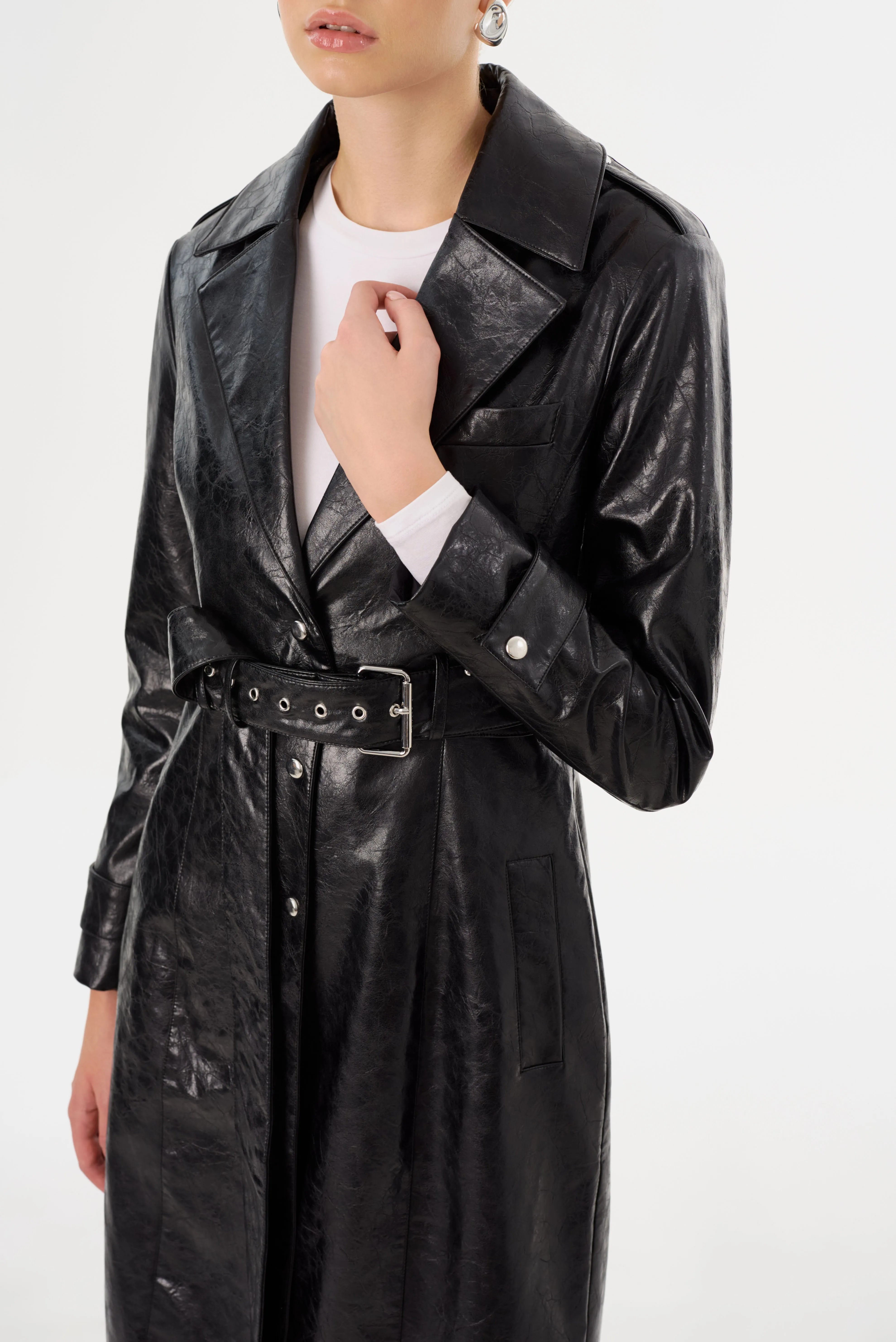 KATIJA | Convertible Faux Leather Trench