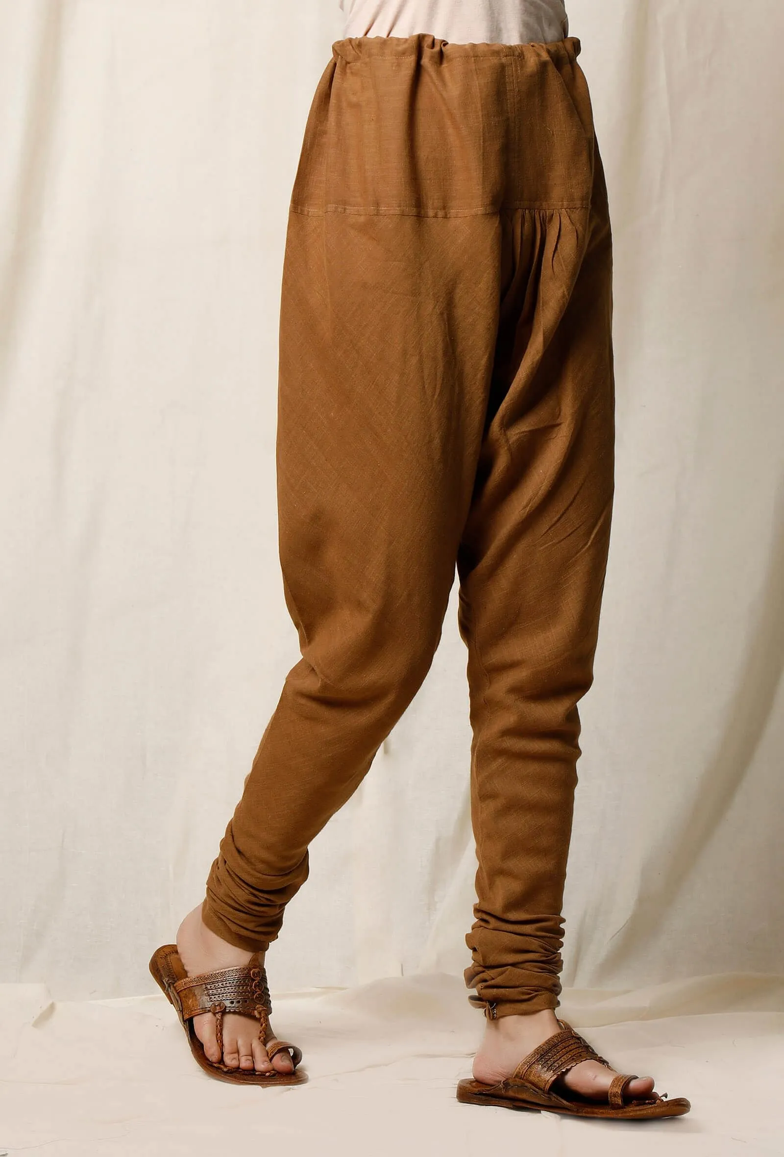 Khaki Cotton Slub Churidaar